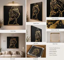 Handmade Guru Gobind Singh Ji Gold Foil Canvas Wall Art | Sikh Home Decor & Punjabi Gift