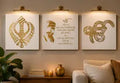 Handmade Mandala Ik Onkar Mool Mantar Khanda Gold Foil Canvas Wall Art