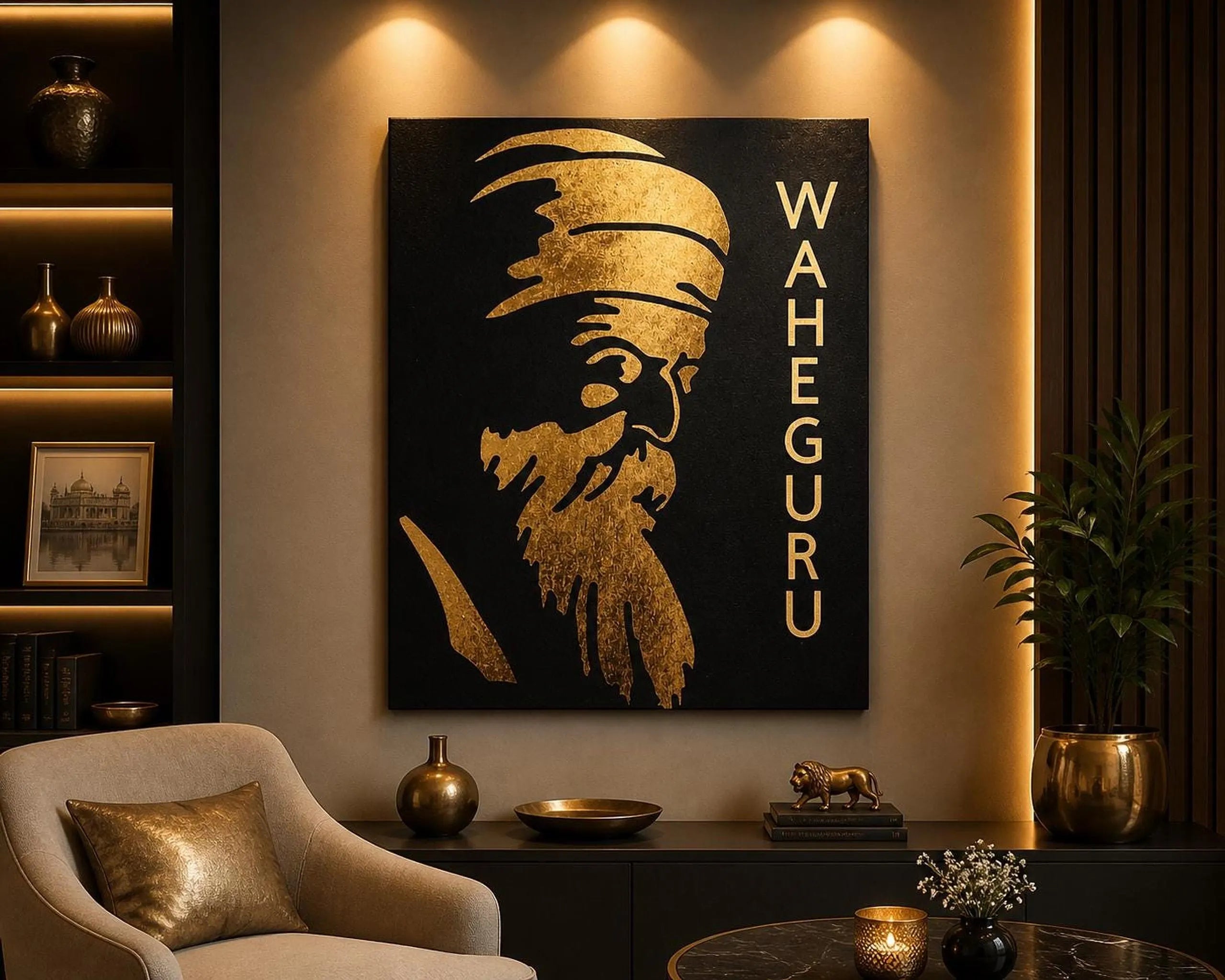 Guru Nanak Dev Ji Gold Foil Canvas Frame