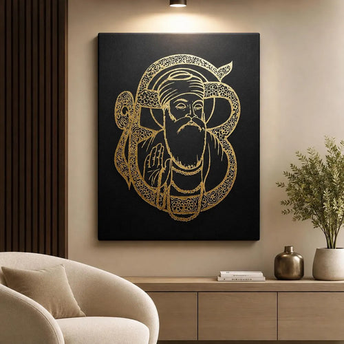 Guru Nanak Dev Ji Gold Foil Canvas Wall Art Portrait